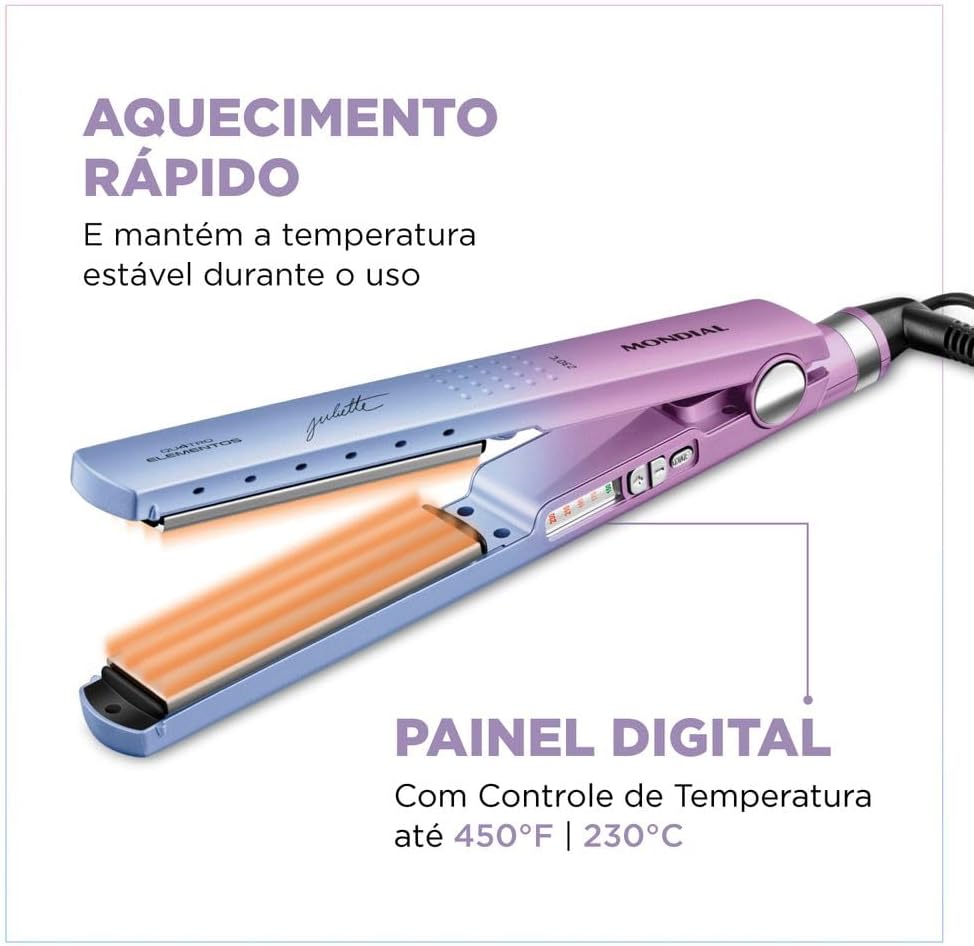 Prancha Alisadora By Juliette, Mondial, Azul/Rosa, 60W, Bivolt - P-JU-03 - Image 3