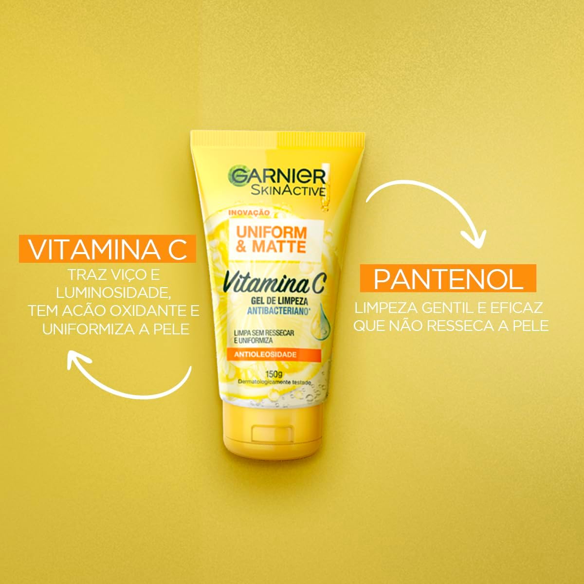 Gel de Limpeza Facial Antibacteriano Garnier Uniform & Matte Vitamina C, 150ml - Image 5