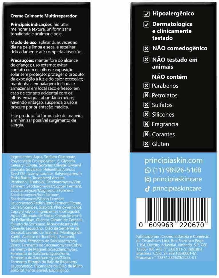 PRINCIPIA, Creme Facial Calmante Multirreparador 17,5% Mix de Ativos CM-01 - Image 2