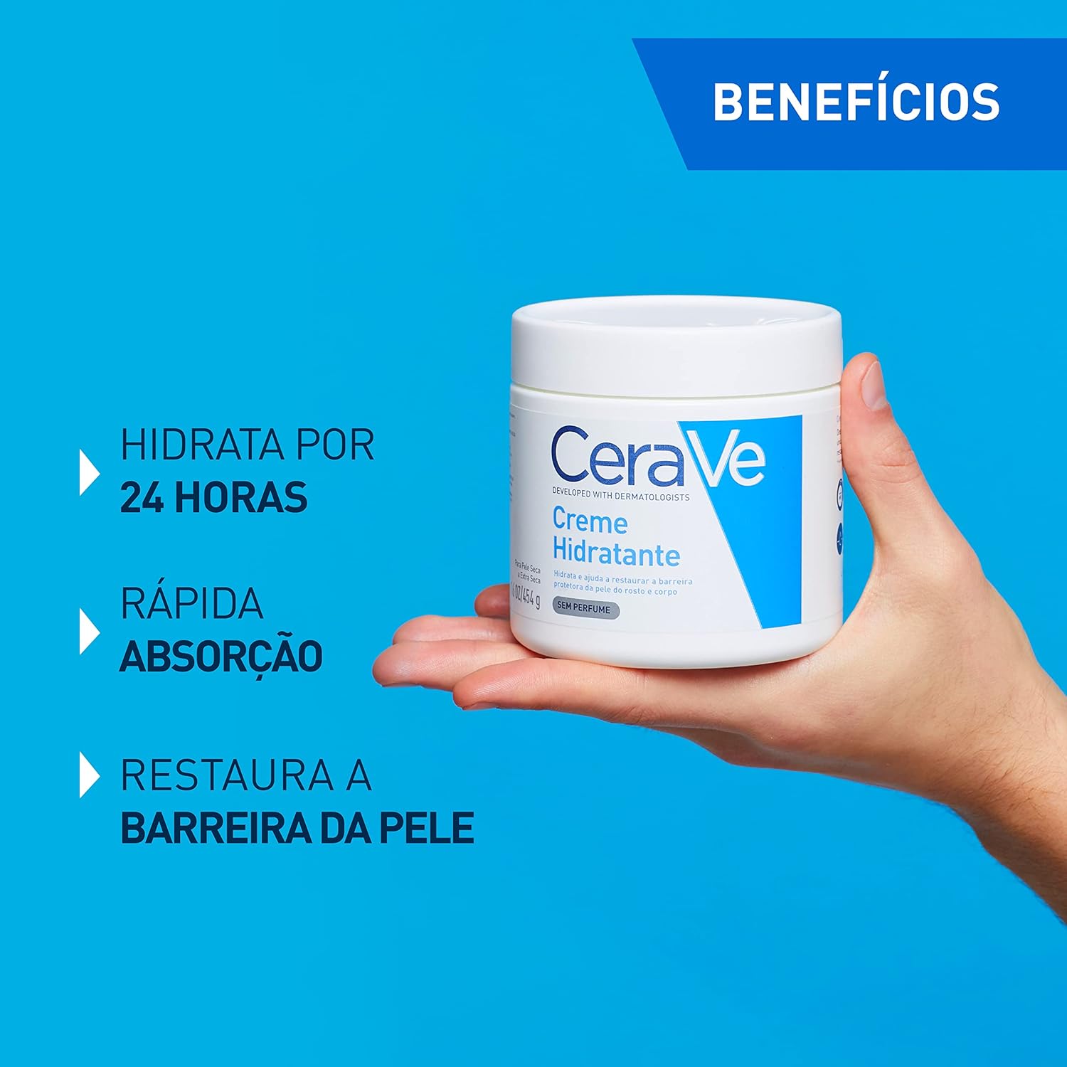 CeraVe Creme Hidratante Corporal, com 3 Ceramidas Essenciais e Ácido Hialurônico, 453g - Image 6