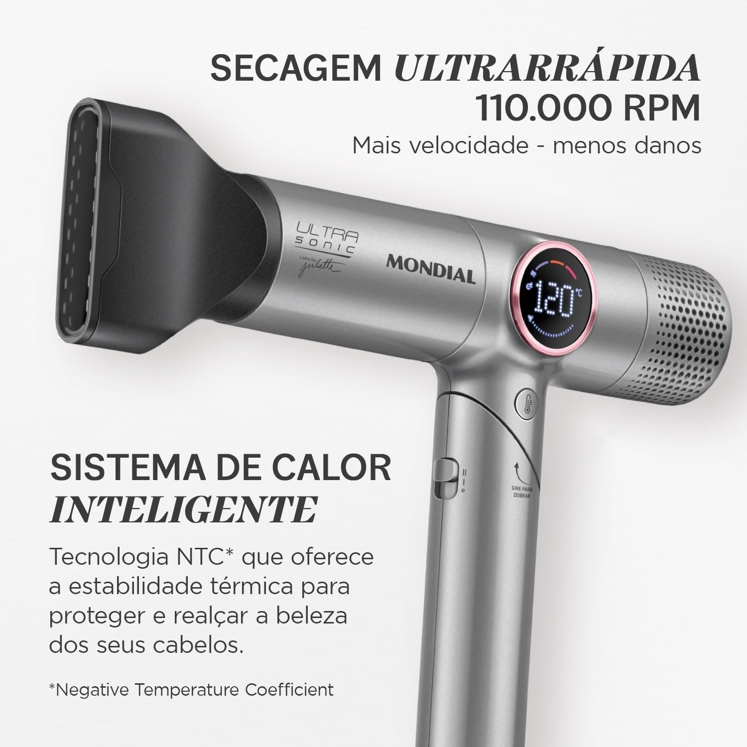 Secador Mondial Ultra Sonic By Juliette BLDC com Cabo Dobrável 127V - SCP-JU-04-US - Image 5