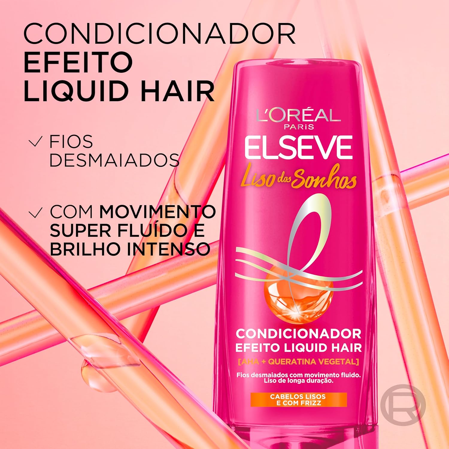 L'Oréal Paris Elseve Liso dos Sonhos Condicionador, com Efeito Liquid Hair, Enriquecido com AHA e Queratina Vegetal, 400ml - Image 2